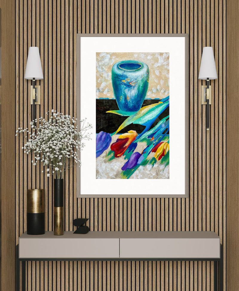 Tulips and dragon vase