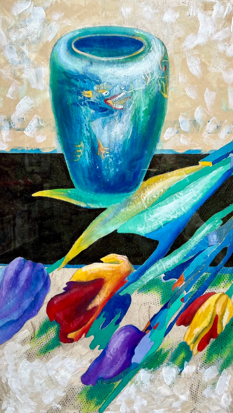 Tulips and dragon vase